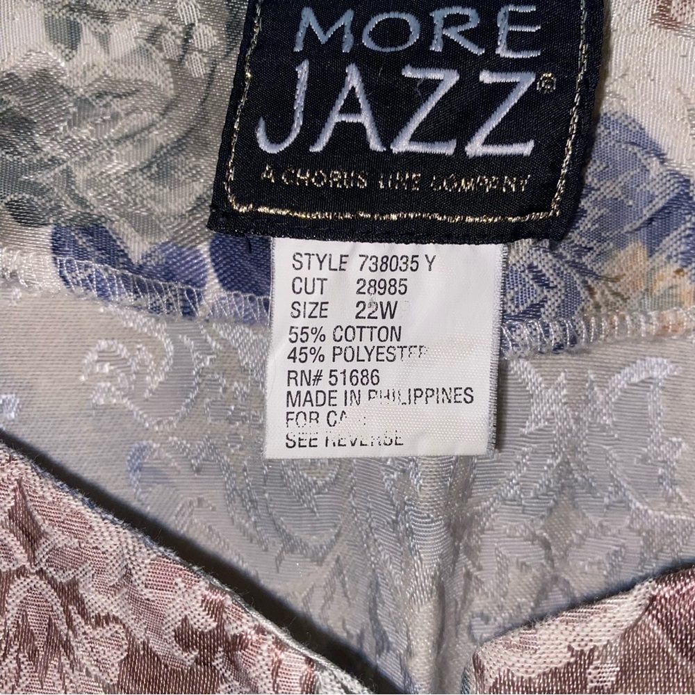 Vintage More Jazz flowered button up top.  SZ 22W - Picture 2 of 7